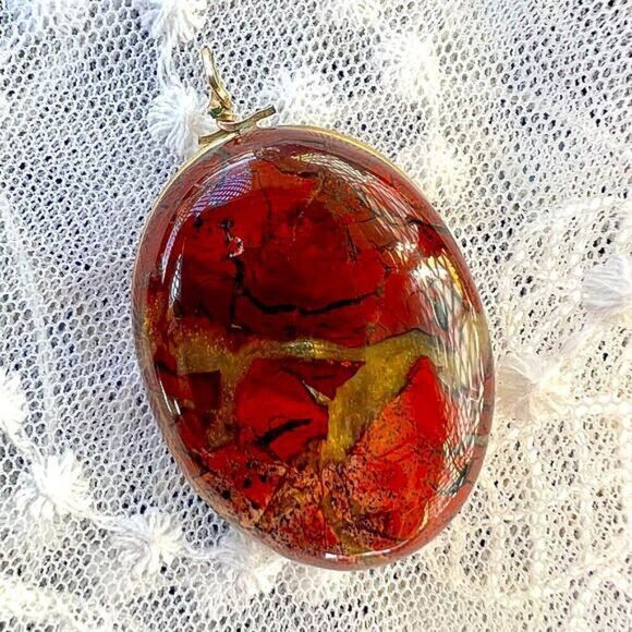 Vintage Reversible Agate & Pink Quartz 12KT Gold Fill Pendant - Picture 1 of 10